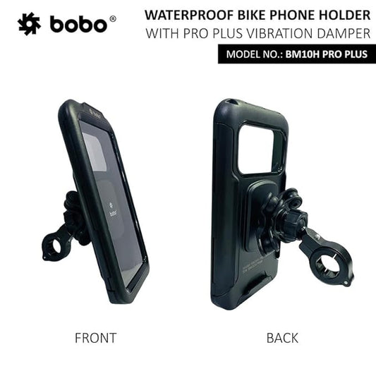 BOBO BM10H PRO Plus Handlebar Mount with PRO Plus Vibration Damper, Fully Waterproof Bike/Motorcycle/Scooter Mobile Phone Holder Mount, Ideal for Maps and GPS Navigation (Black)
